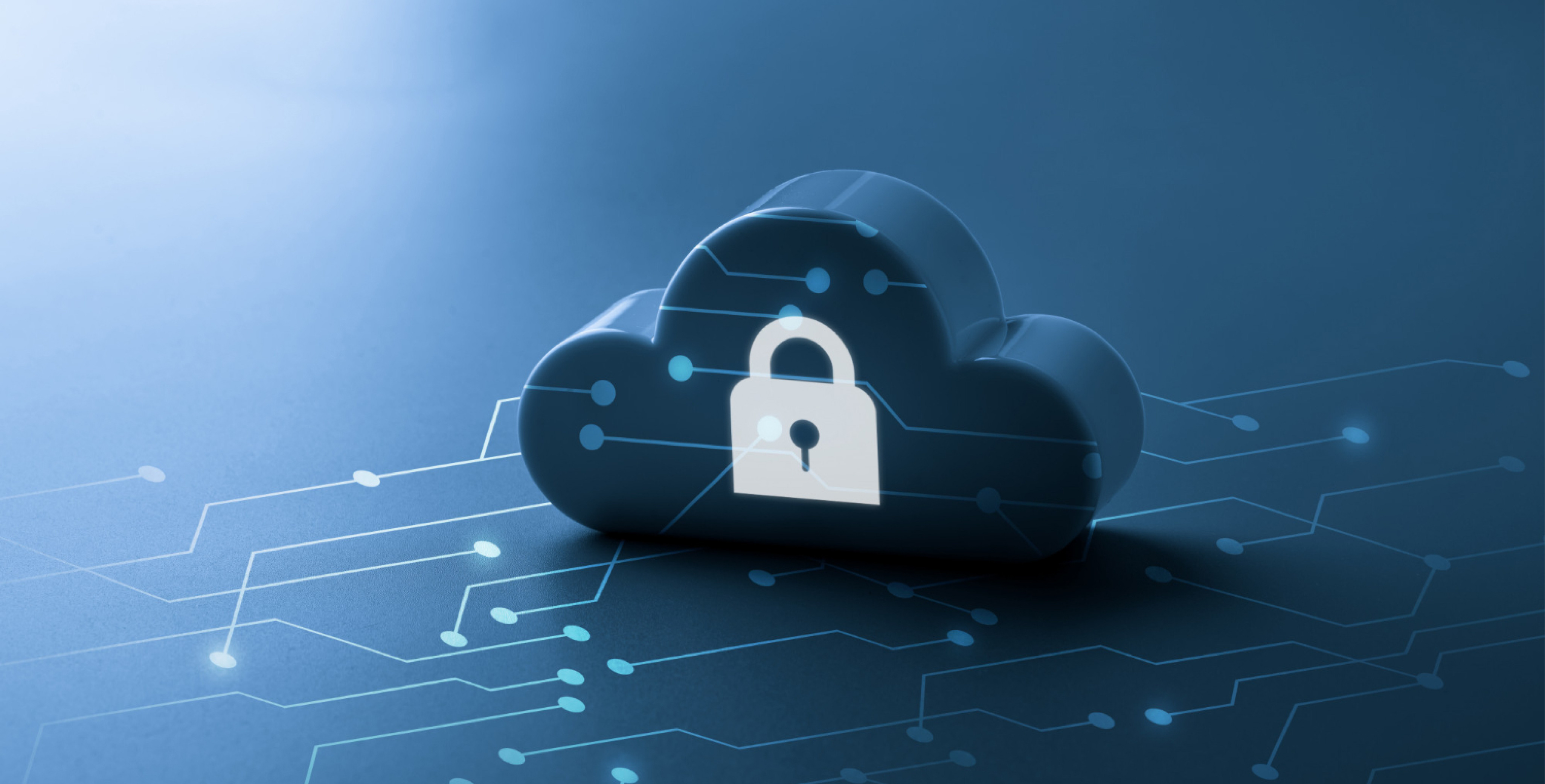Imagen de seguridad de datos de una nuebe informática con un candado